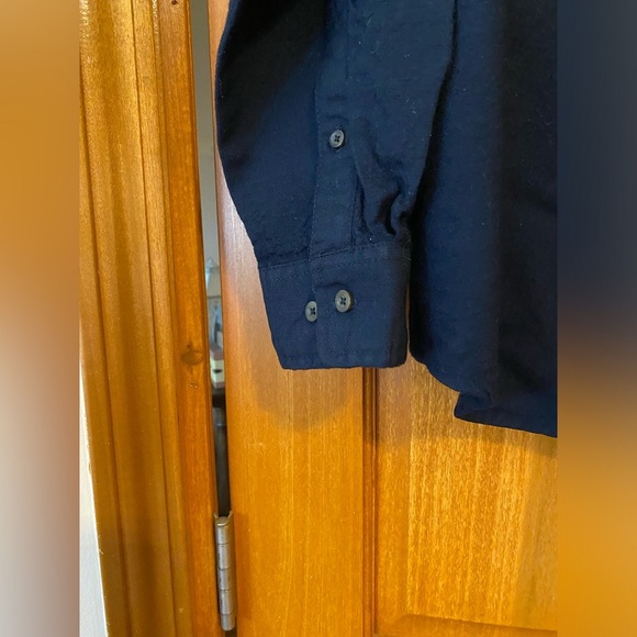 L.L. Bean Shirt Mens Large Navy Blue 100% Wool Long Sleeve Pockets Vintage - Picture 2 of 8